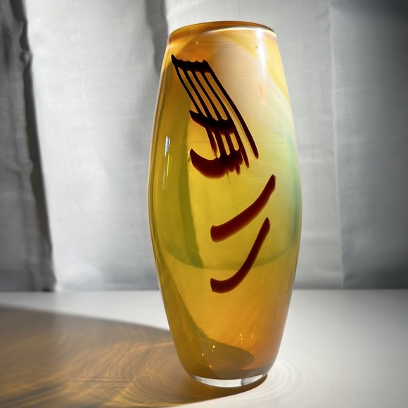 Peter Gudrunas Art Nouveau Blown Glass Vase SIGNED Rare Cadmium/Opalescent - Picture 5 of 13